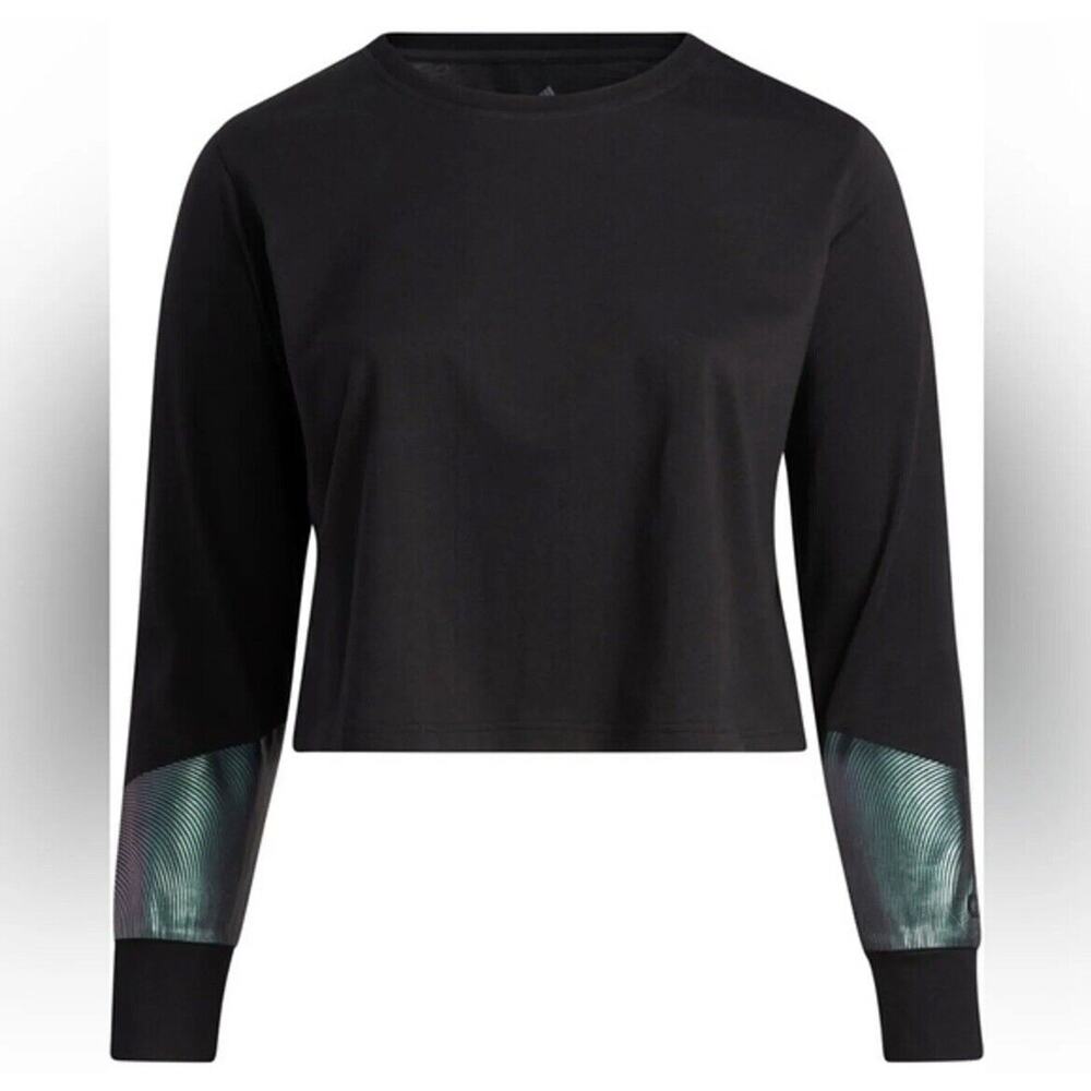 Adidas Duochrome Long Sleeve Shirt 4X Black Spellout Green Purple NEW